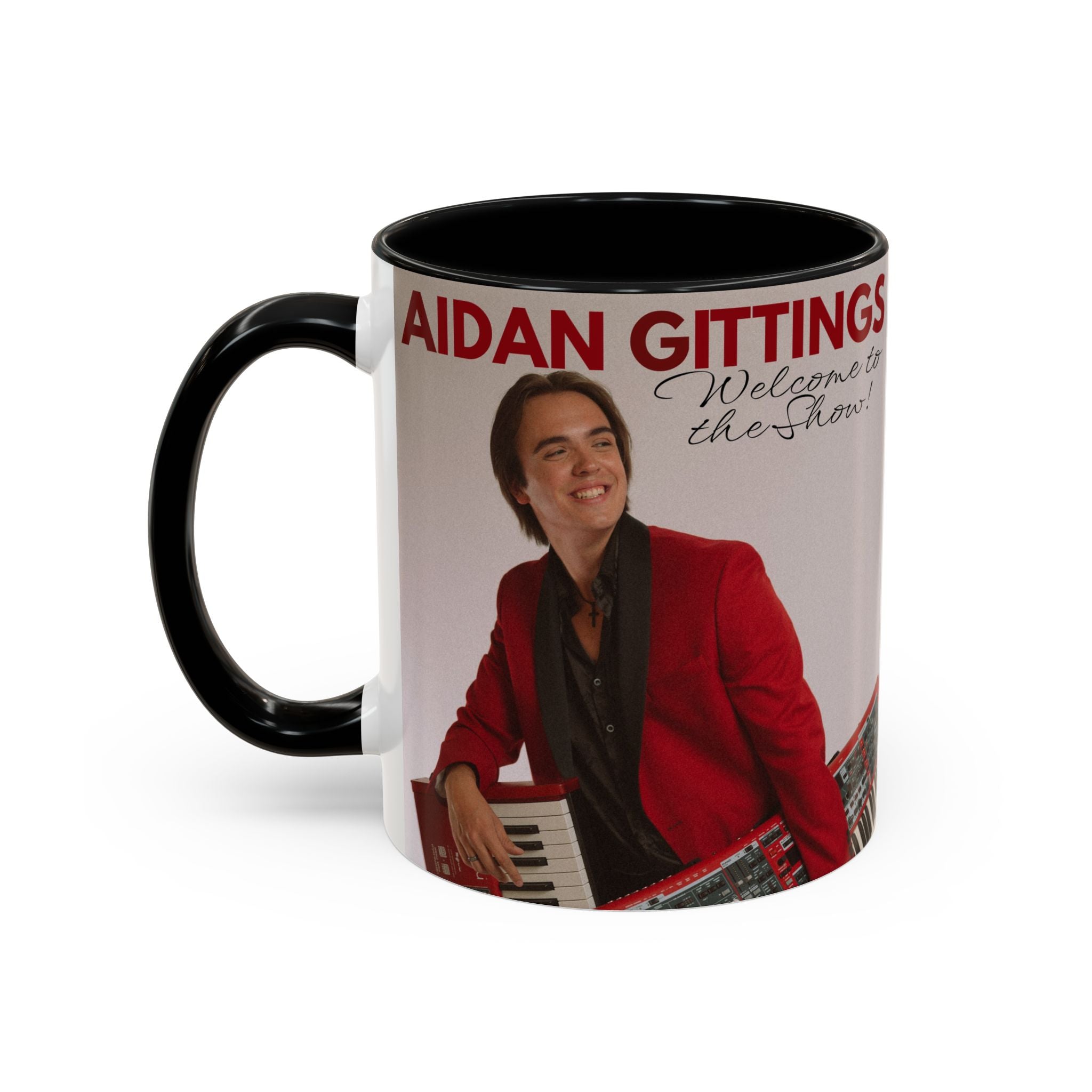 Aidan Gittings Welcome to the Show Album Mug — Custom Name Accent Mug (11/15oz)