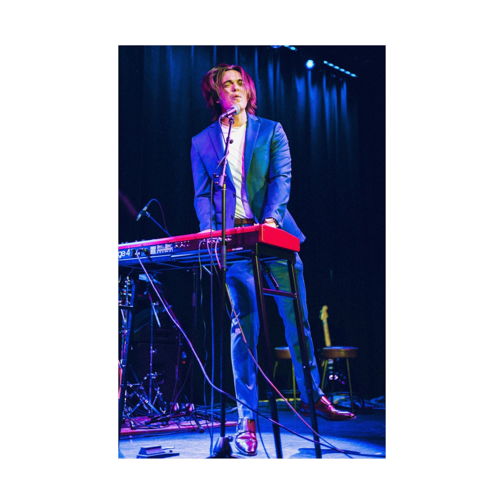 Live Music Poster — Singer at Keyboard Matte Vertical Wall Art