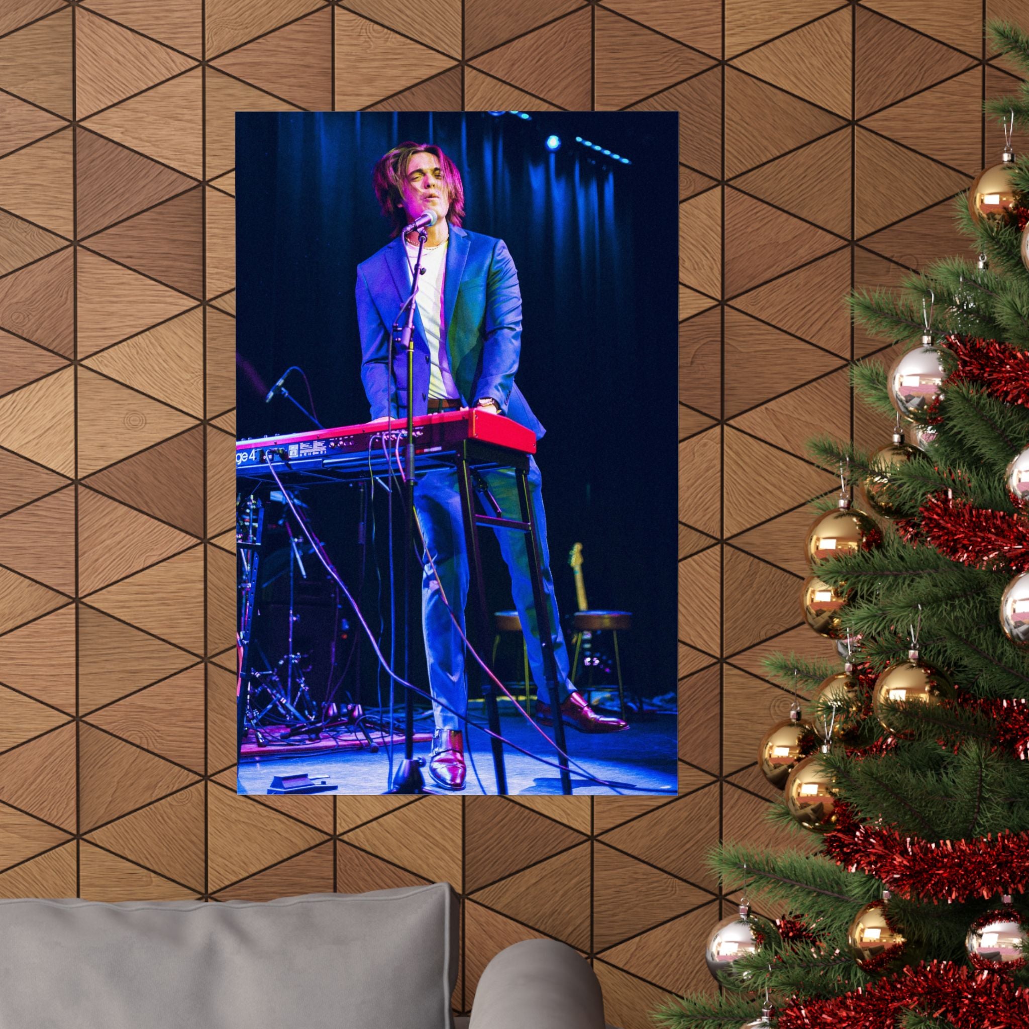 Live Music Poster — Singer at Keyboard Matte Vertical Wall Art