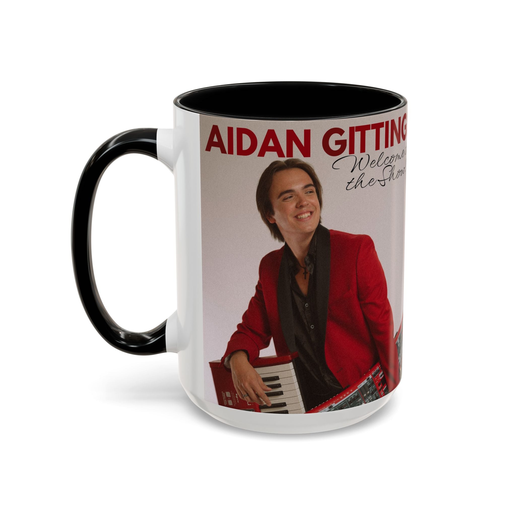 Aidan Gittings Welcome to the Show Album Mug — Custom Name Accent Mug (11/15oz)