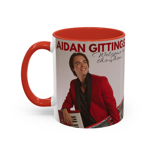 Aidan Gittings Welcome to the Show Album Mug — Custom Name Accent Mug (11/15oz)