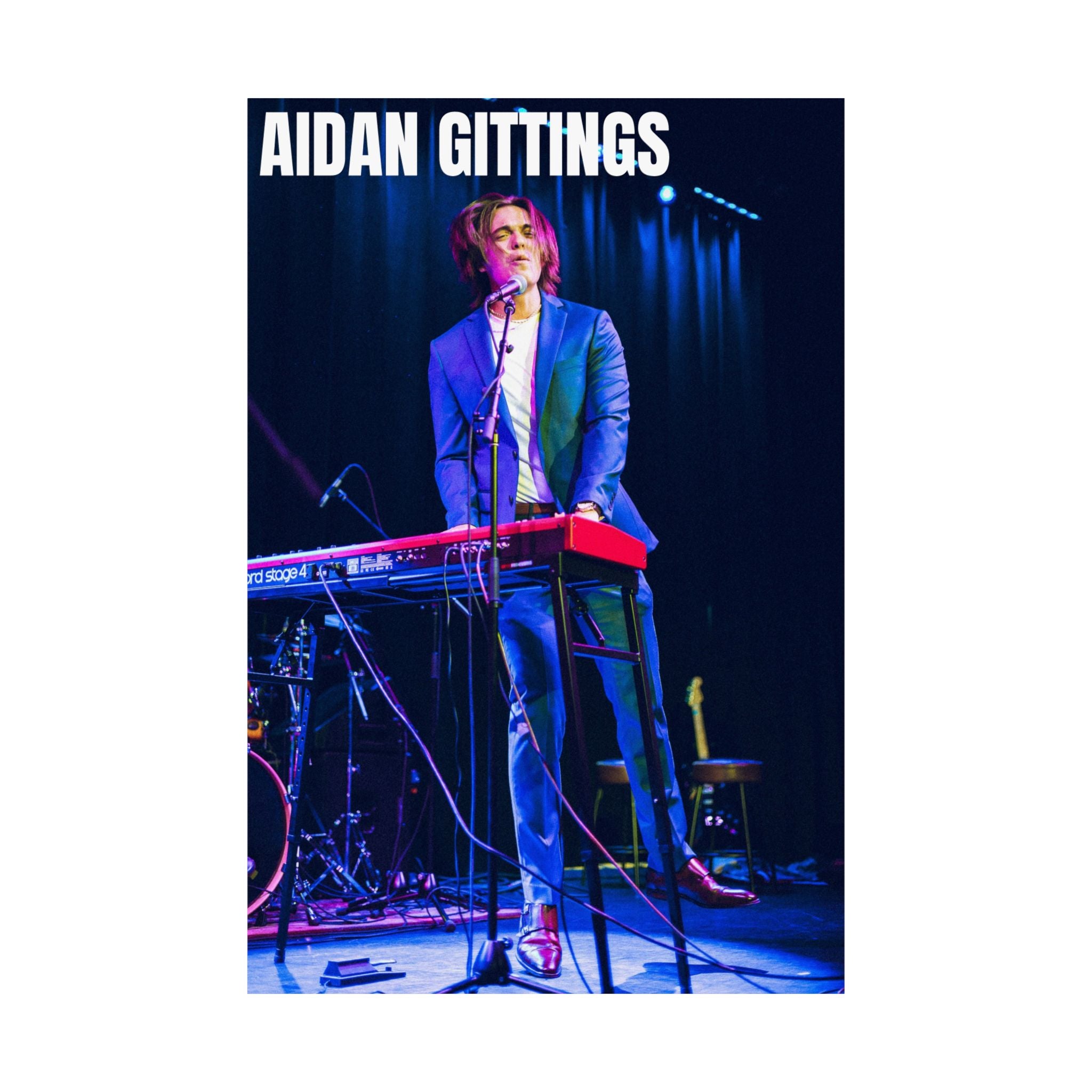 Live Music Poster — Singer at Keyboard Matte Vertical Wall Art