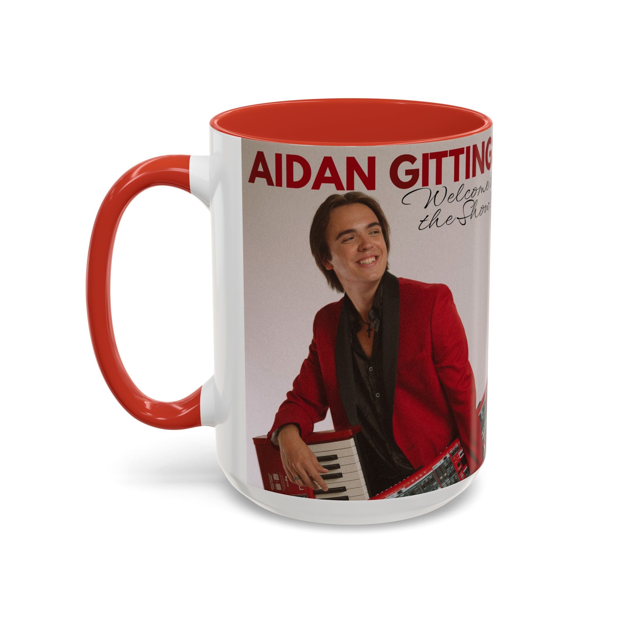 Aidan Gittings Welcome to the Show Album Mug — Custom Name Accent Mug (11/15oz)