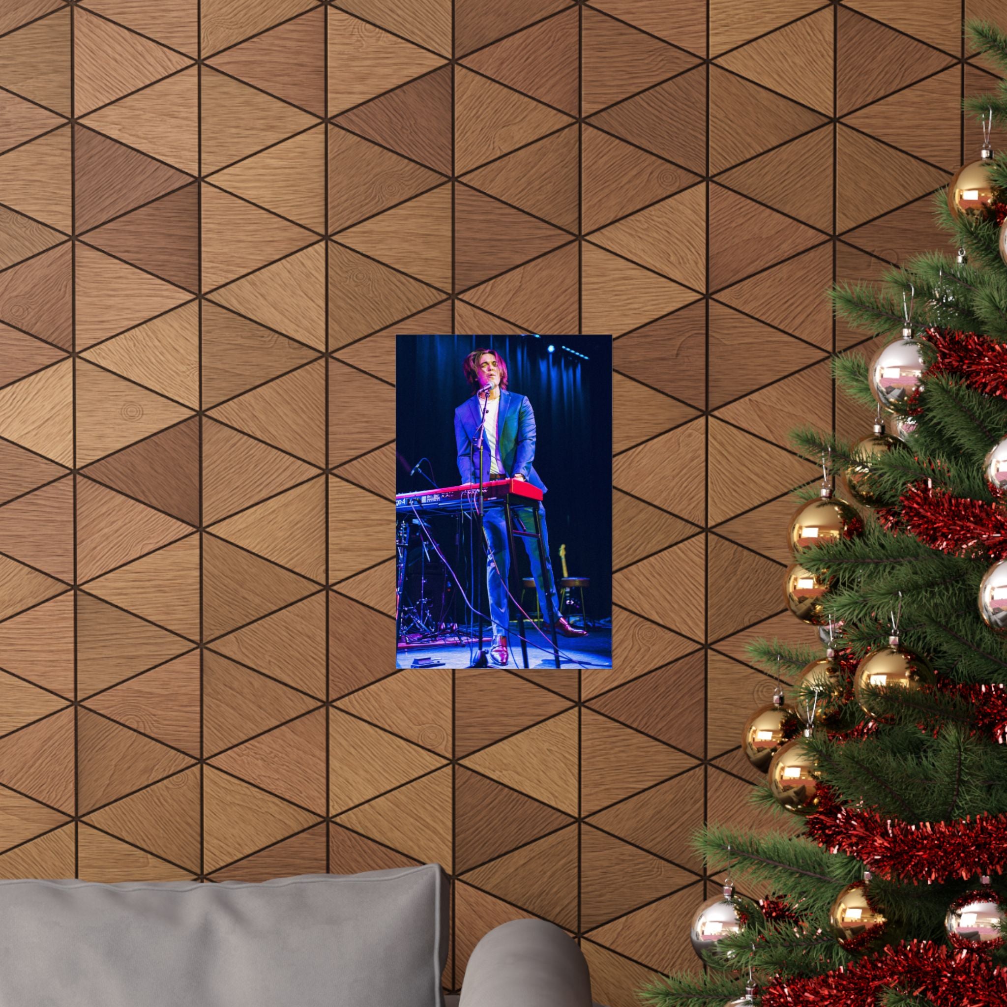 Live Music Poster — Singer at Keyboard Matte Vertical Wall Art